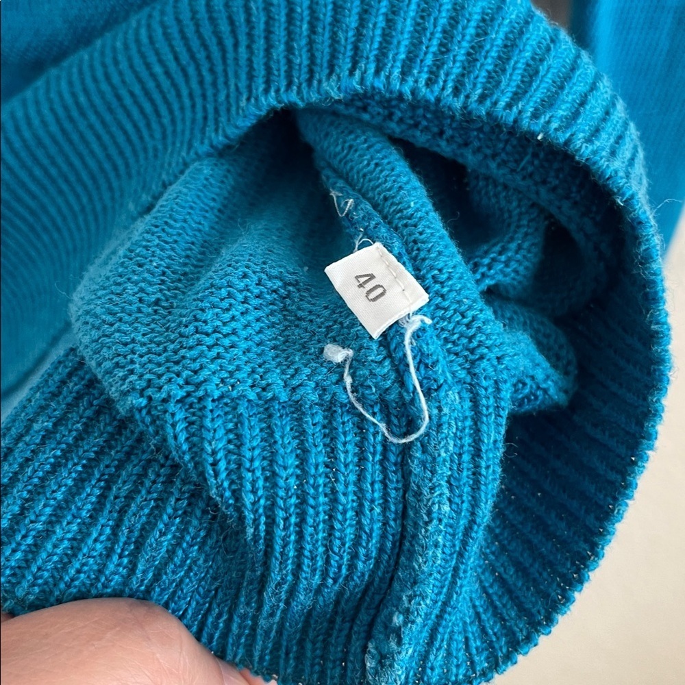 Teal Sweater with Floral Embroidery - Picture 4 of 6
